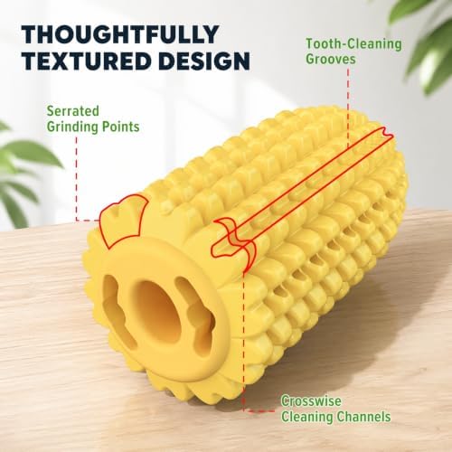 Corn Shaped Dog Chew Toys with Rope, Dental Cleaning Interactive Toys for Puppy Teeth Care, Chews for Aggressive Chewers Small Medium Large Breed Dogs