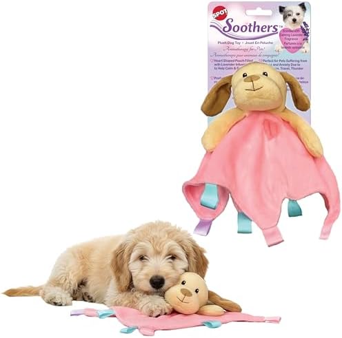 SPOT Soothers Lil Plush Blanket Dog Toy - 10in Soft Cuddle Blanket with Squeaker & Crinkle, Anxiety Relief & Sleep Aid for Small Dogs - 1 of 3 Animal Styles, Sent at Random