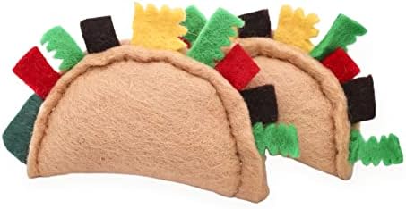 Glaciart One Felt Taco Cat Toys with Catnip | 2 Pcs Cute Cat Toy for Interaction & Boredom Relief, Encourages to Exercise, Explore & Play | Filled w/Organic Catnip to Help Sooth or Reduce Anxiety