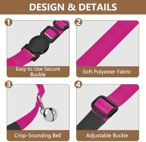 Hot Pink Polka Dots Dog Collar with Bell 2 Pack Dog Collar Adjustable 10.6 to 17.1 Inches