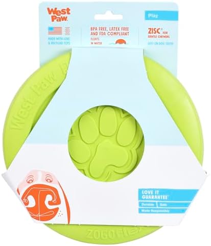 WEST PAW Zogoflex Zisc Dog Flying Disc, High Flying Aerodynamic Disc for Dogs Puppy – Lightweight, Floatable Disc for Fetch, Tug of War, Catch, Play – Doubles as Food/Water Bowl, Large, Granny Smith