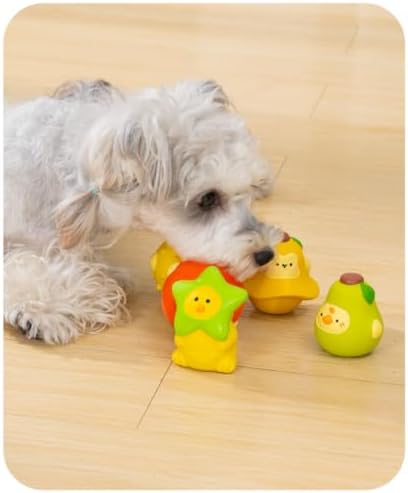 3 Pieces Latex Dog Squeaky Toys, Cute Fruit Chick Design Interactive Pet Toys (Yellow)