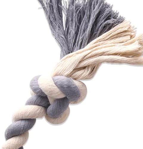Pet Passion Natural Rubber Tire and Organic Cotton Rope Pull and Chew Dog Toy for All Pet Breeds, Gray, Medium