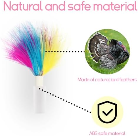 Feather Replacement for Cat Toys，3pcs Rainbow Feather, Replace The Silicone end