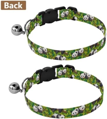 Cute Pandas Tree Branches Green Adjustable Buckle Cats Collar 2 Pack Lightweight Pet Collar for Cats and Dogs
