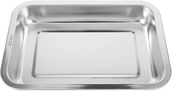 INOOMP Stainless Steel Cat Litter Box Open Design Large Metal Litter Pan Easy to Clean Portable Kitten Tray for Cats and Small Pets