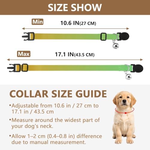 Yellow Green Gradient Easy to Wear Small Dog Collar 2 Pack Dog Collars for Small Dogs
