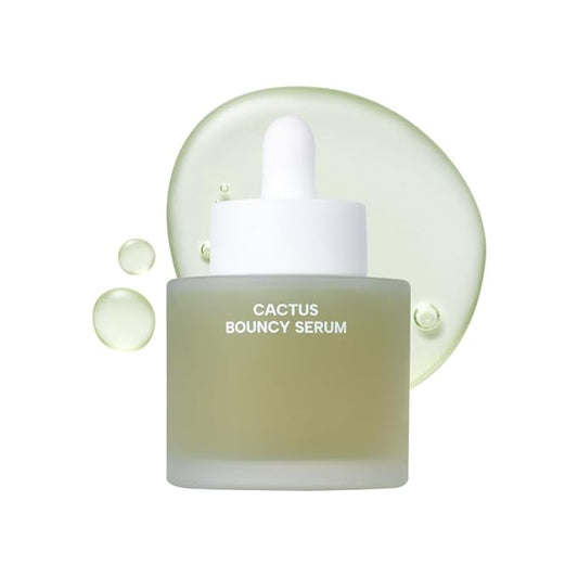 Whamisa Organic Cactus Bouncy Serum, 48 hrs Inner Skin Moisture, 72 hrs Hydrating and Moisturizing, Postbiotics, Facial Ampoule (52ml)
