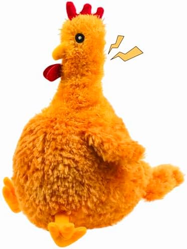 Squeaky Stuffed Dog Toys – Fat Plush Chicken Chew Toy, Cute & Funny Interactive Puppy Toy for Small, Medium & Large Dogs(Orange Chick)