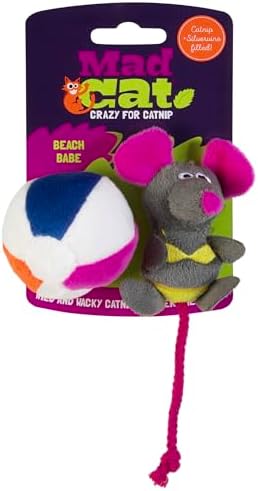 Mad Cat Beach Babe Plush Soft Cat Toy with Catnip and Silvervine, Pack of 2