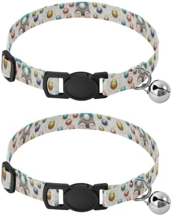 Easter Bunny Eggs Bell Collar for Small Dogs 2 Pack Kitten Collars Adjustable 10.6 to 17.1 Inches