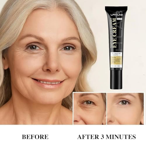 Instant Eye Tightener Cream, Temporary Eye Bag & Puffiness Appearance Reducer for Mature Skin 50+, Helps Smooth Fine Lines, No Flaking Residue, 15 mL