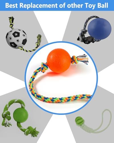 Harhana Rope Toys With Squeaky Ball - Tug of War Toy for Small, Medium Dogs - Durable Rubber, Interactive Fetch Toys for Boredom