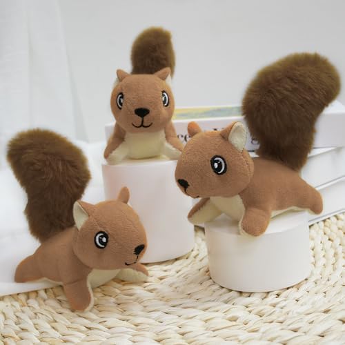 Squirrel Plush Dog Toy Squeaky Toy, Interactive Hide and Seek Replacement Dog Toys for Small & Medium Dogs (3Pcs Squeaky Squirrel C)