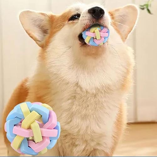 3PCS Dogs Squeaky Chew Toys Bell Balls for Small Medium Large Chewer,Pets Supplies,Durable Tough Puppy Teething Chewing Interactive Toys,Dog & Cat Boredom Relief Behavioral Training Playing Toy