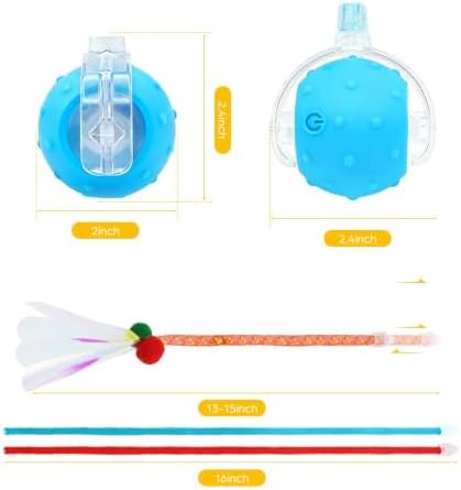 Interactive Cat Toy Ball,2 pcs 3 Speed Modes Automatic Moving Cat Toy Balls,Automatic Rolling Rechargeable Cat Toy for Indoor Cats Bored Adult & Kittens-Red and Blue
