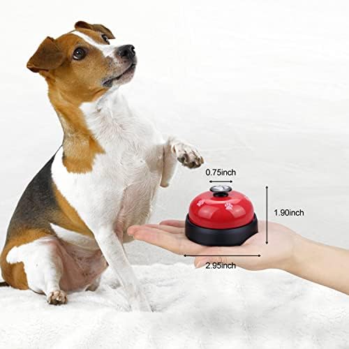 Comsmart Dog Puppy Cat Kitten Potty Training Bells, 2 Metal Dog Paw Print Bells with Non-Skid Rubber Base for Pet Interactive Game Toys Tell Bells, Service Bell for Hotel School Bar Shop Restaurant