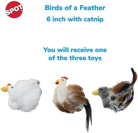 SPOT Birds of a Feather Catnip Toy for Cats – Interactive Plush Toy for Swatting, Pouncing, and Chasing – 6in, Assorted Styles
