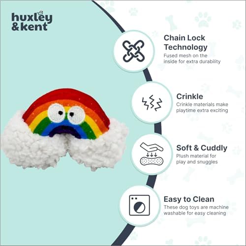 Huxley & Kent Tiny Tuff Plush Dog Toy, Happy Rainbow