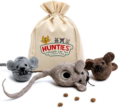 Hunties™ Cat Treat Puzzle Dispenser Toy with 3 Wool Mice