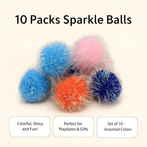 LASOCUHOO Cat Toys, 30 Packs Interactive Cat Toy Pack Including Cat Crinkle Balls, Cat Sparkle Balls, Spiral Springs for Kitten （Random Color）