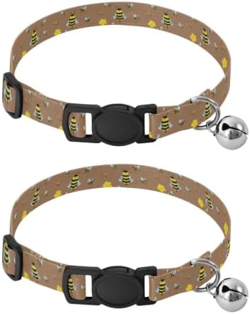 Cute Bees Pet Collar 2 Pack Lightweight Small Dog Collar Adjustable Length 10.6" to 17.1"