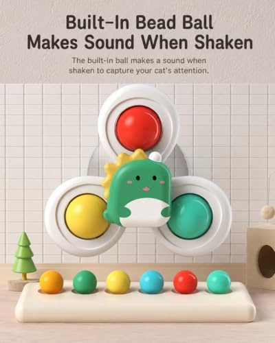 Cat Suction Cup Spinner Toy 3PCS Strong Suction 360° Spin Stick Anywhere