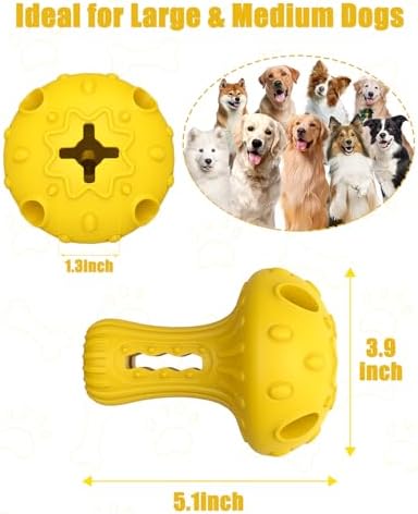 Dog Chew Toys for Aggressive Chewers, Rubber Treat Dispensing Stimulation Toy to Keep Them Busy, Durable Interactive Enrichment Puzzle Toy for Medium Large Breed Dogs