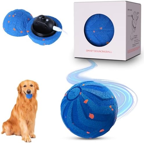 Smart Interactive Dog Toys - Automatic Moving Bouncing & Rotating Dog Ball with E-TPU Material, New Electric Dog Toy USB-C Rechargeable, Active Rolling Balls for Medium-Large Dogs(Blue)