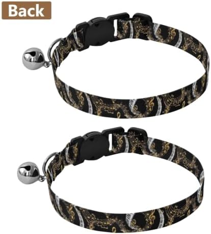 Piano Keys Golden Musical Notes Easy to Clean Kitten Collars 2 Pack Lightweight Small Dog Collar