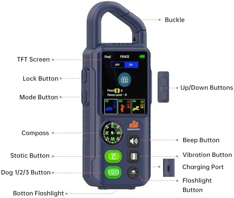 Wireless Dog Fence with Remote Training Collar, 1100 Yard Range, Waterproof E-Collar, 3 Training Modes, Compass & Flashlight for Medium Large Dogs