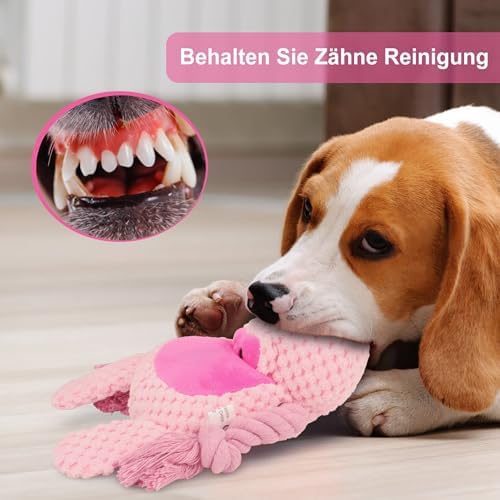Dog Toys, Dog Squeaker Toys with Crinkle Paper (Pink Pig)