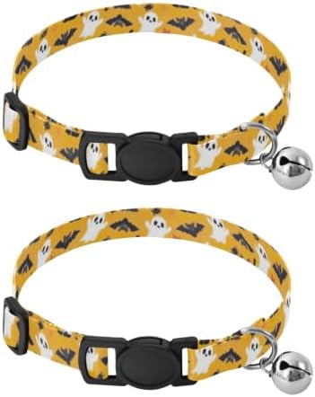 Cute Black Cats Small Dog Collar with Bell 2 Pack Kitten Collars Adjustable 10.6 to 17.1 Inches