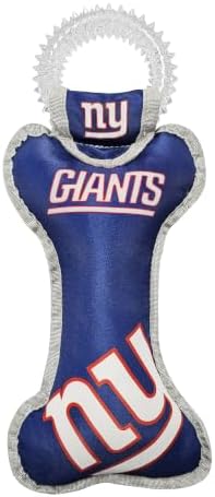 Pets First NFL New York Giants Dental Dog TUG Toy with Squeaker. Tough PET Toy for Healthy Fun, Teething & Cleaning Pet's Teeth & Gum., Team Color, one Size (NYG-3310)