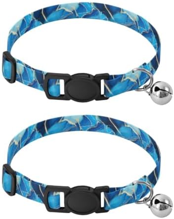 Blue Marble Textures Fluid Easy to Clean Pet Collars 2 Pack Lightweight Pet Collar for Cats and Dogs