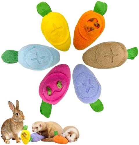 Hamiledyi Guinea Pig Foraging Toys Rabbit Enrichment Interactive Toy for Relieve Boredom Food Hide Puzzle Toys Exercise Acitivity Forage Toy for Hamster Chinchilla Small Animals (6 Pieces)
