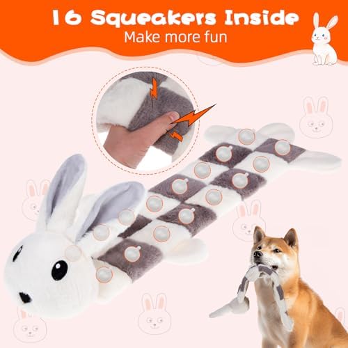 Mihachi Easter Rabbit Dog Squeaky Toys 16 Squeakers for Aggressive Chewers, Tough Interactive Tug of War Dog Toy-Chew Toy for Small,Medium,Large Breed No Stuffing Toy, Fun Long Toys 22.8 Inches
