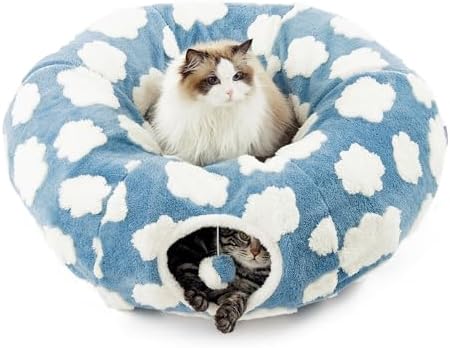 Lesure Donut Cute Jacquard Cat Tunnel Bed Kitten Toys for Puppy Bunny