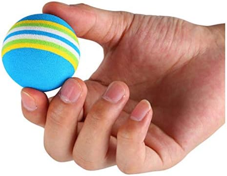 VOVIGGOL 12 Pack 2 Color Rainbow Cat Toy Balls Soft EVA Foam Interactive Indoor Kittens Favorite Toys 1.38" Dia. Small Dogs Puppies Toy Balls Bulk Activity Chase Quiet Play Sponge Ball