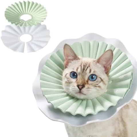 McGill’s Tail Cat Cone Collar Soft, Comfortable Cat Recovery Collar with Royal Ruffled Design, Adjustable Elizabethan Collar for Cats, Water-Resistant EVA Cat Cones After Surgery (Mint Green, M)