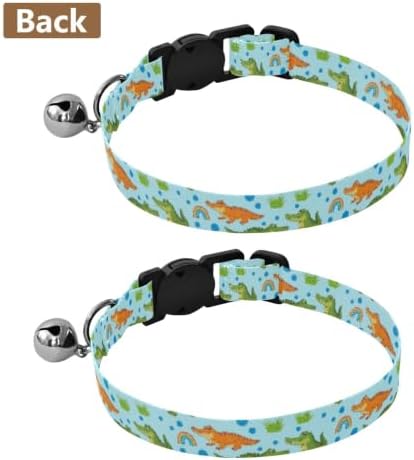 Cartoon Alligators Crocodiles Collar with Bell for Dog Puppy 2 Pack Collar Adjustable Length 10.6" to 17.1"