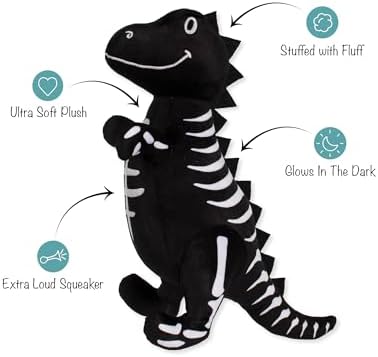 Fringe Studio Pet Toy, Trick RAWR Treat Glows in the Dark Plush Dog Toy, PetShop Collection (314607)