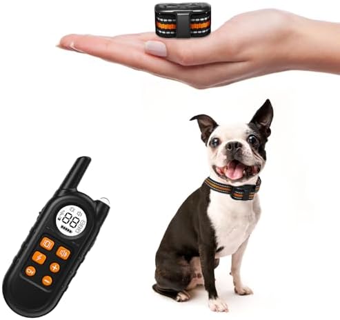 Ultra Compact Dog Shock Collar, Lightest Dog Training Collar with Remote for Small Dogs 5-30lbs & Medium Dogs/Puppies, Waterproof, Rechargeable, 1300ft Range(Orange&Small)