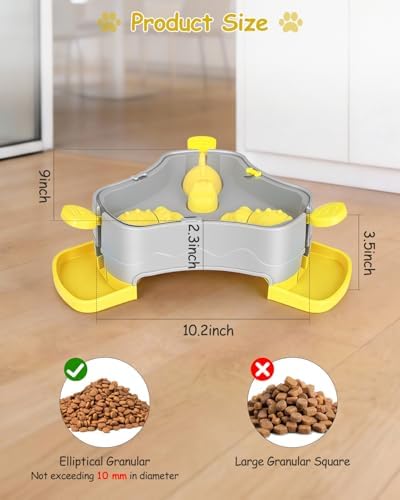 Dog Puzzle Toy, 3-in-1 Interactive Dog Puzzle Toys Press-Type Dog Treat Dispenser Toy Dog Enrichment Toy No-Slip Dog Slow Feeder Interactive Brain Training Toy for Smart Dog Cat, Yellow