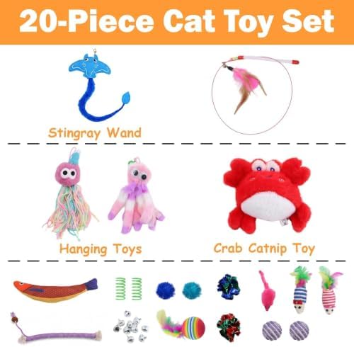 20 Pcs Cat Wrestling Glove Toy, Interactive Cat Toys for Indoor Cats