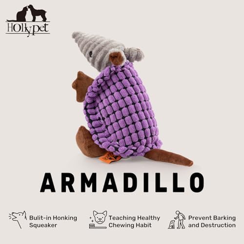 Hollypet Armadillo Squeaky Puppy Dog Toys for Small Medium Dogs, 8"
