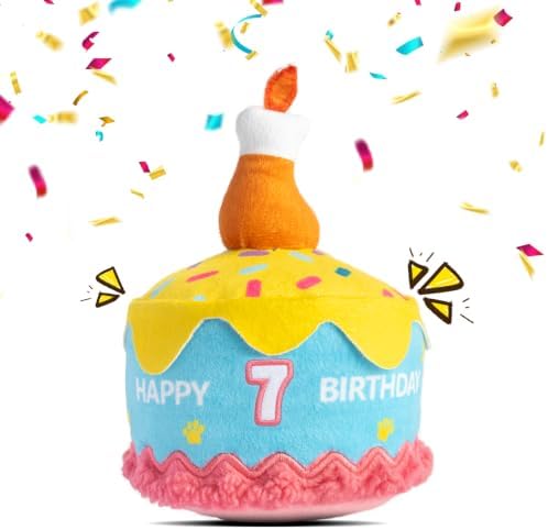 Dog Birthday Cake Toy Decorations, Larger Squeaky Plush Dog Cake Toys
