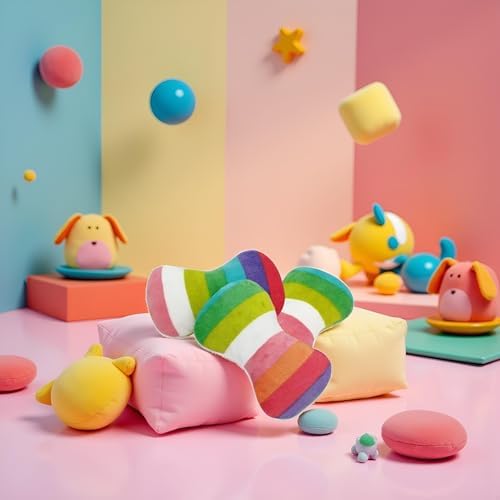 Jinshining 2 Pcs Colourful Dog Plush Vocal Toy Rainbow Dog Bone-Shape Chewing Toy Pet Supplies for Pet Playing Use Adorable Quality and Practical Attractive and Professional Dogs Chew Toys，Dogs Toys