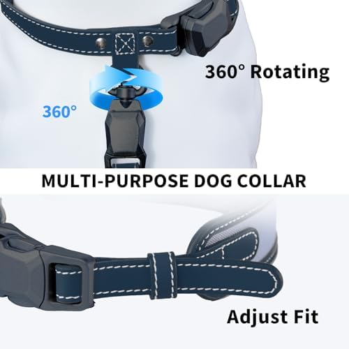 Magnetic Dog Collar and Leash Set with Quick Release Buckle, Easy On & Off Faux Leather Puppy Collar with 4FT Leash for Small, Medium Dog