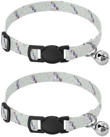 Cute Unicorns Kitten Collars 2 Pack Comfortable Cat Collar Adjustable Length 10.6" to 17.1"